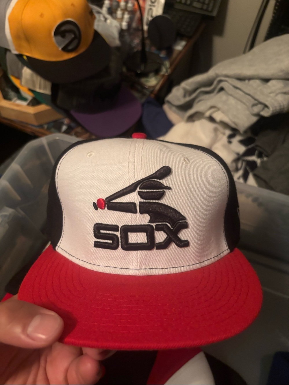 new era chicago white sox 59fifty fitted hat size 7 black white red